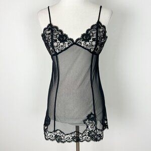 Y2K Victoria’s Secret Black Mesh Slip Beaded Lace Whimsical Fairy Size Medium Wo